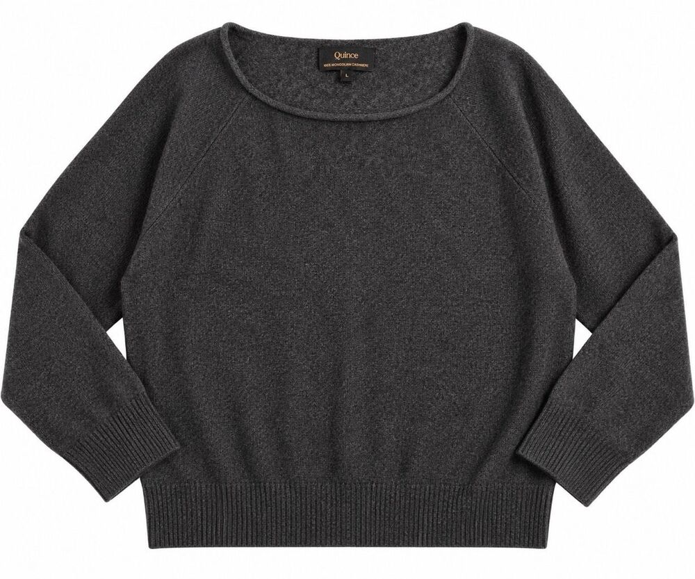 Quince Grey 100% Mongolian Cashmere Grey Boatneck Sweater Size Large